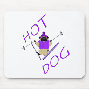 Hotdog Skiing Pug Mouse Pad