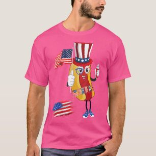 Hotdog Sunglasses American Flag Usa 4th Of July F T-Shirt