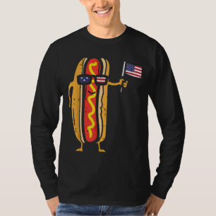 Hotdog Sunglasses American Flag USA Funny 4th Of J T-Shirt