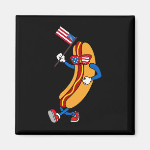 Hotdog Sungles American Flag Usa Funny 4th Of July Magnet