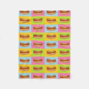hotdog tiled fleece blanket