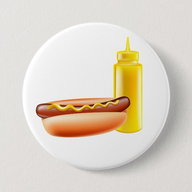 Hotdog With Mustard Bottle Button (Front)
