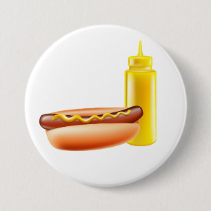 Hotdog With Mustard Bottle Button