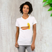 Hotdog With Mustard Bottle Womens T-Shirt