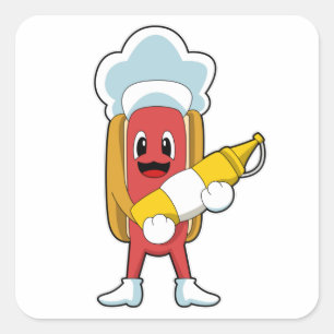 Hotdog with Mustard Square Sticker