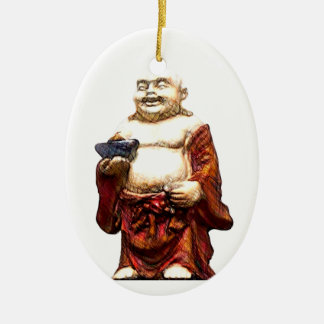 Hotei Laughing Buddha Ceramic Tree Decoration