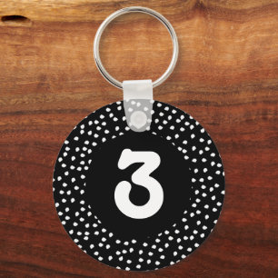 Hotel Airbnb Room Number Modern Cute Polka Dot  Key Ring