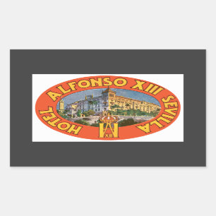 Hotel Alfonso Xiii Sevilla , Vintage Rectangular Sticker