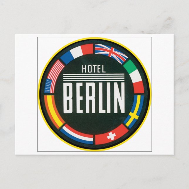 Hotel Berlin Luggage Label Postcard (Front)