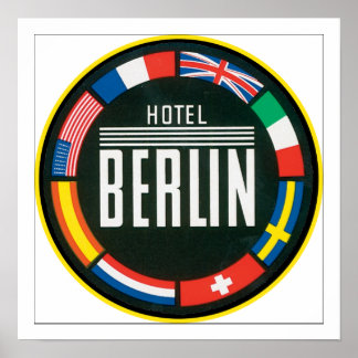 Hotel Berlin Luggage Label Poster