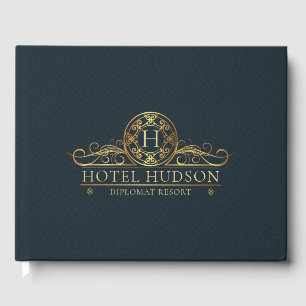 Hotel Branding Luxury Gold Blue Guest Book