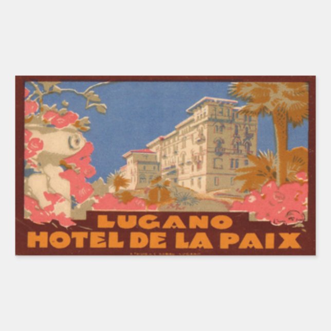 Hotel de la Paix Lugano Rectangular Sticker (Front)