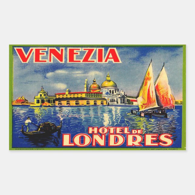 Hotel de Londres (Venezia Italy) Rectangular Sticker (Front)