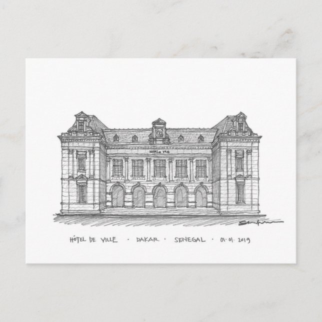 Hôtel de Ville, Dakar, Senegal Postcard (Front)