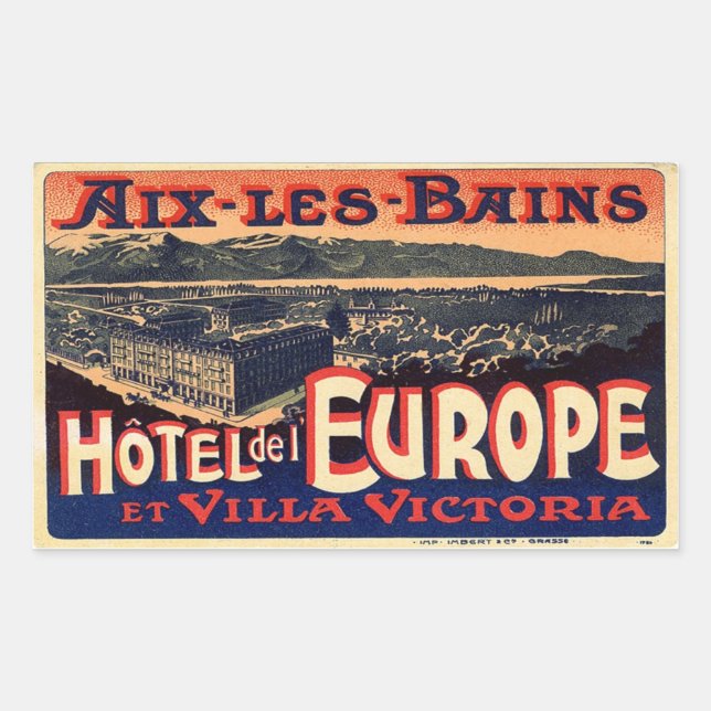 Hotel del Europe (Aix Les Bains) Rectangular Sticker (Front)