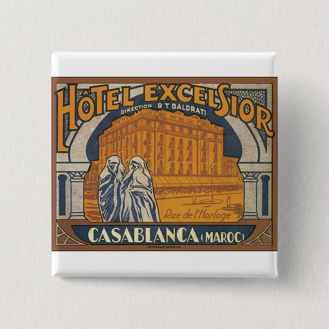 Hotel Excelsior Casablanca 15 Cm Square Badge (Front)