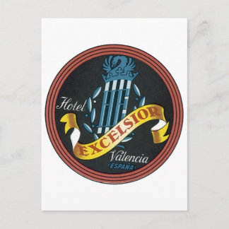 Hotel Excelsior Valencia Espana Luggage Label Postcard