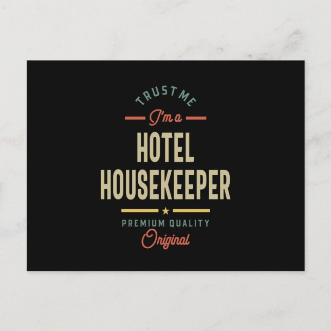 Hotel Housekeeper Job Title Gift Postcard (Front)