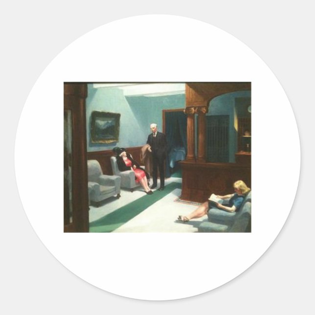 Hotel Lobby - Edward Hopper Classic Round Sticker (Front)