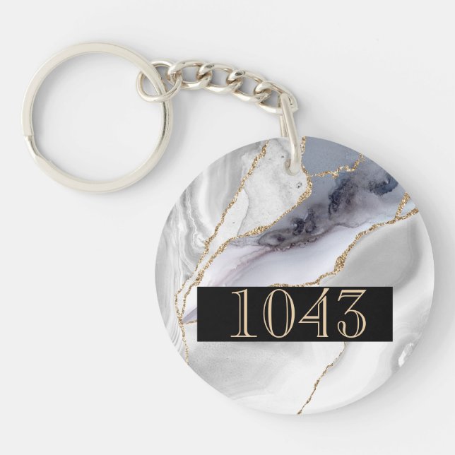Hotel lodge resort DIY marble stone marble chic Key Ring (Front)