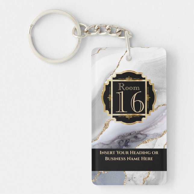 Hotel lodge resort faux gold DIY chic geode marble Key Ring (Front)