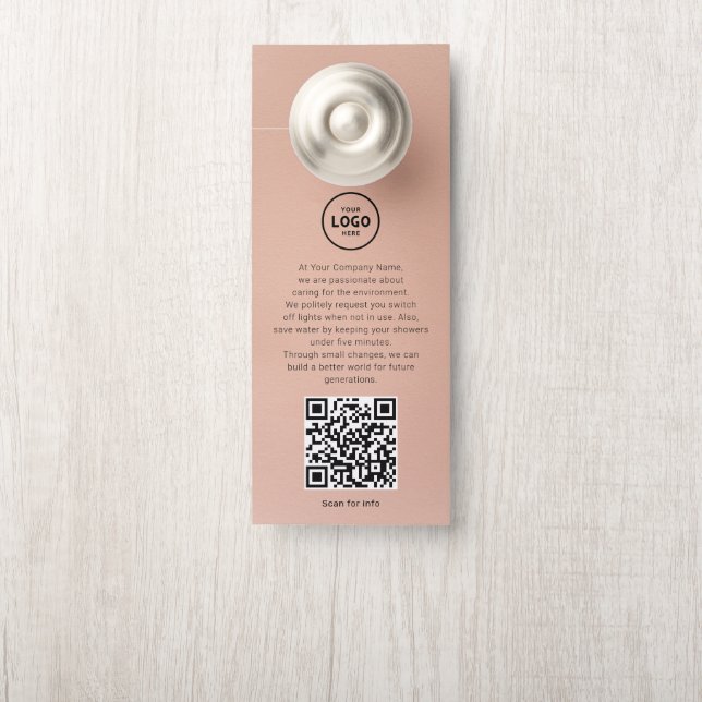 Hotel Logo QR Code Guest Information Door Hanger (On Knob)
