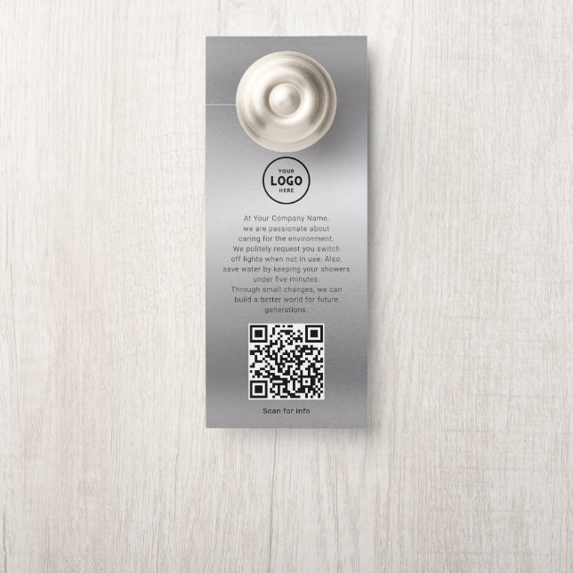 Hotel Logo QR Code Guest Information Door Hanger (On Knob)