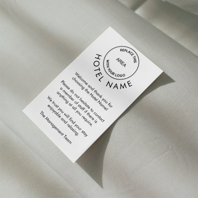 Hotel Logo Welcome Cards Guest Rooms Any Colour (Creator Uploaded)