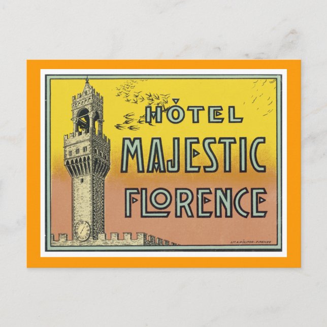 Hotel Majestic Florence Postcard (Front)