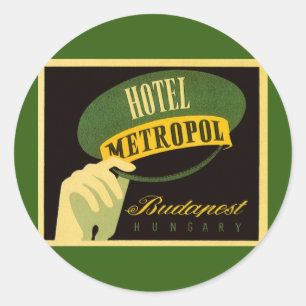 Hotel Metropol Budapest Hungary Bellhop Hat Classic Round Sticker
