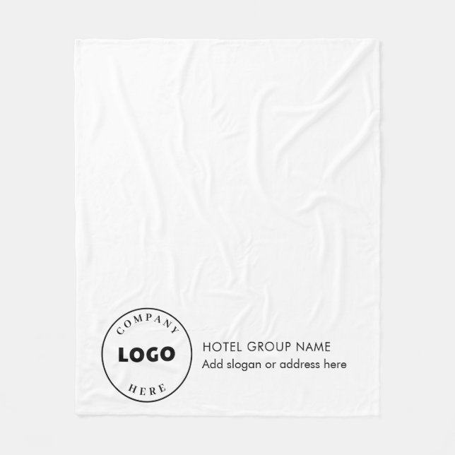 Hotel Name and Business Logo Elegant Any Colour Fleece Blanket (Front)