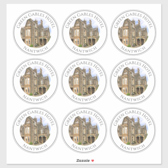 Hotel Name and Photo on Sheet of 9 Stickers (Sheet)