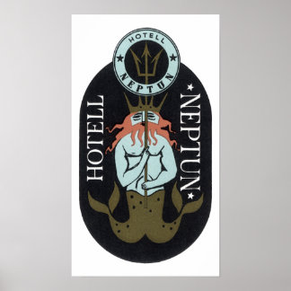 Hotel Neptune Luggage Label Poster