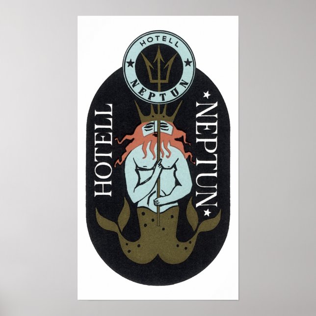 Hotel Neptune Luggage Label Poster (Front)