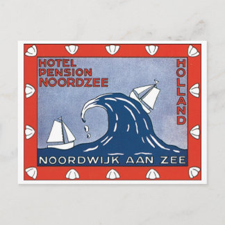 Hotel Pension Noordzee Vintage Travel Poster Postcard