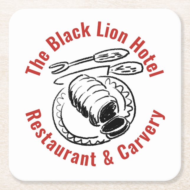 Hotel Restaurant or Carvery Square Paper Coaster (Front)