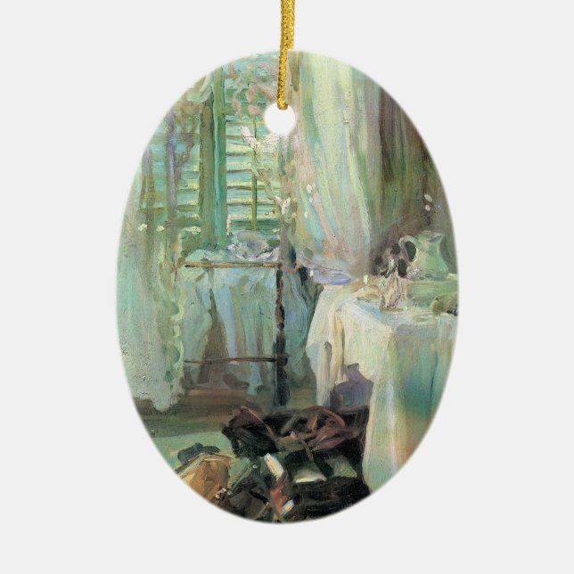 Hotel Room by John Singer Sargent Ceramic Tree Decoration (Front)