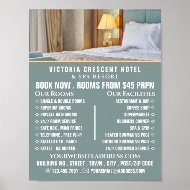 Hotel Room, Hotel Accommodation Advertising Poster (Front)