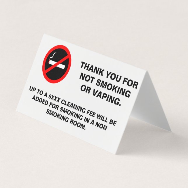 Hotel room no smoking no vaping sign rectangular s business card (Front)