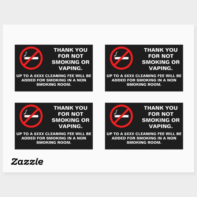 Hotel room no smoking no vaping sign rectangular s sticker (Sheet)