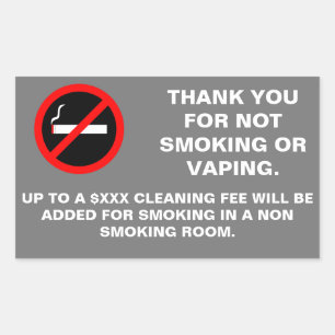 Hotel room no smoking no vaping sign rectangular s sticker