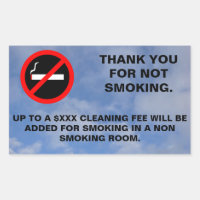 Hotel room no smoking sign rectangular sticker