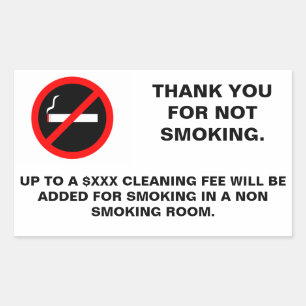 Hotel room no smoking sign rectangular sticker