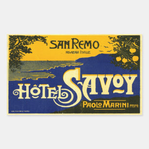 Hotel Savoy (San Remo Italy) Rectangular Sticker