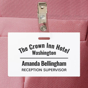 Hotel Staff Named Identity ID Badge