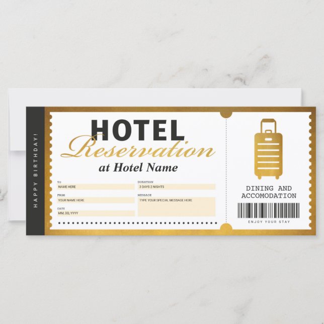 Hotel Stay Reservation Gold Voucher Certificate (Front)