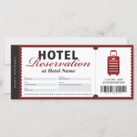 Hotel Stay Reservation Red Voucher Certificate