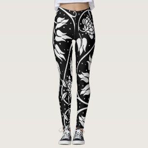 HotLeggings - Black & White Floral Print Leggings