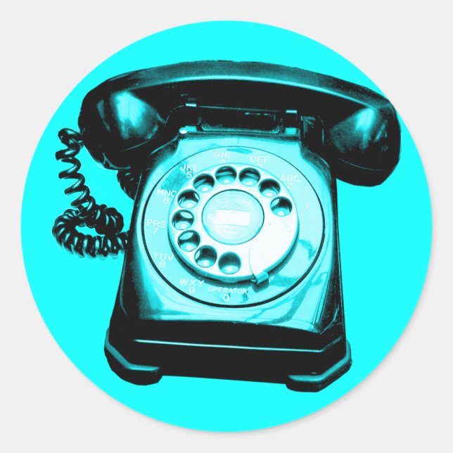 Hotline Cyan Classic Round Sticker (Front)