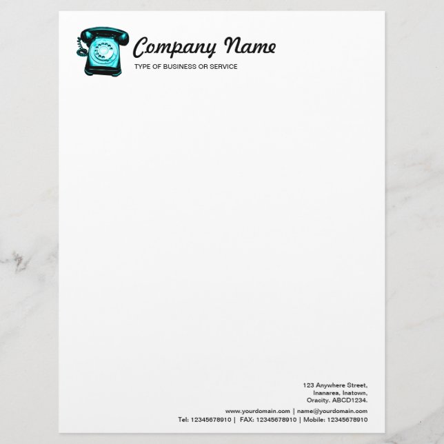 Hotline - Cyan Personalized Letterhead (Front)